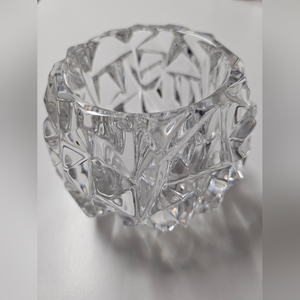Tiffany & Co Candle Holder Rock Hand Cut Crystal Pattern Votive Tea Light 3"H - Picture 2 of 5